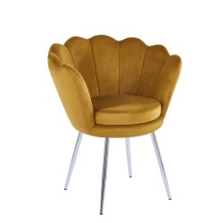 Velvet armchair (curry) /silver legs/