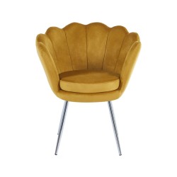 Velvet armchair (curry) /silver legs/