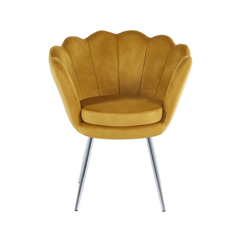 Velvet armchair (curry) /silver legs/