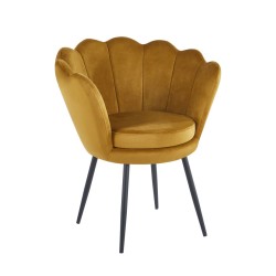 Velvet armchair (curry) /black legs/