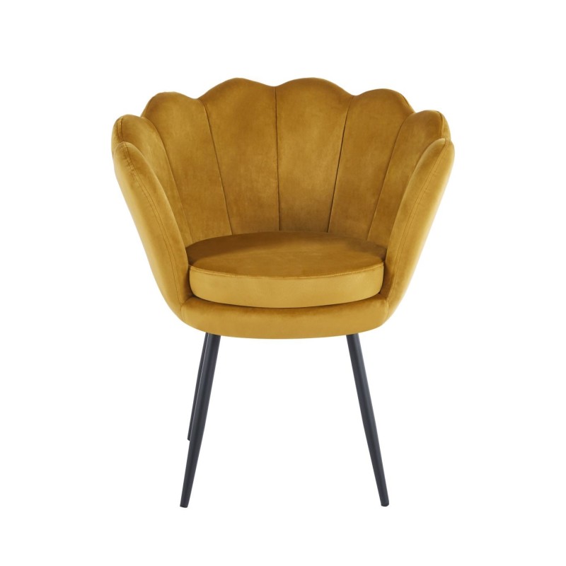 Velvet armchair (curry) /black legs/