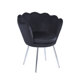 Velvet armchair (black) /silver legs/