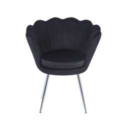 Velvet armchair (black) /silver legs/