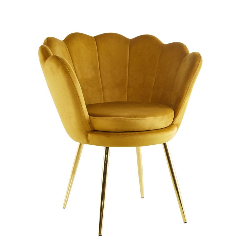 Velvet armchair (curry) /golden legs/