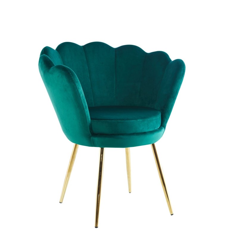 Velvet armchair (green) /golden legs/