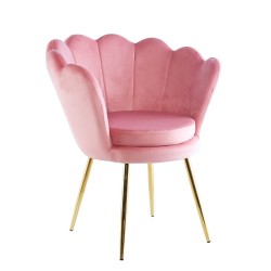 Velvet armchair (pink) /golden legs/