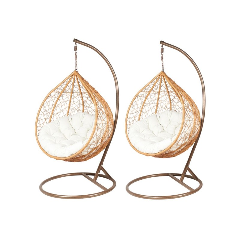 Hängende Gartenstühle - natur/braun (Sitz beige) - Set 1+1