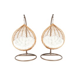 Hängende Gartenstühle - natur/braun (Sitz beige) - Set 1+1