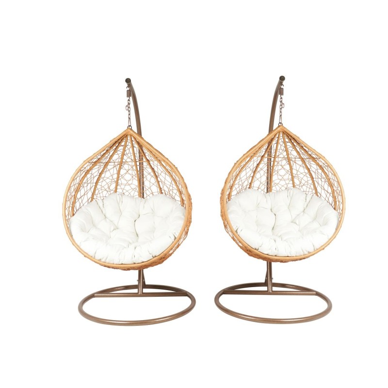 Sillas colgantes de jardín - natural/marrón (asiento beige) - conjunto 1+1