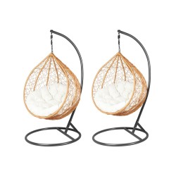 Sillas colgantes de jardín - natural/negro (asiento beige) - conjunto 1+1