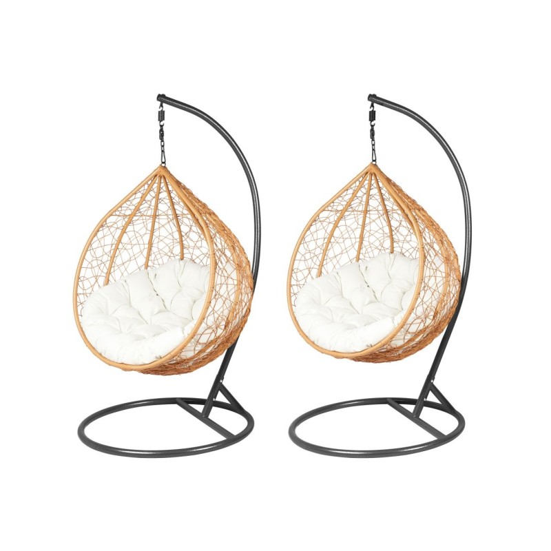 Sillas colgantes de jardín - natural/negro (asiento beige) - conjunto 1+1