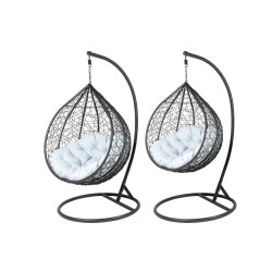 Sillas colgantes de jardín - negro (asiento gris) - conjunto 1+1