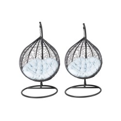 Sillas colgantes de jardín - negro (asiento gris) - conjunto 1+1
