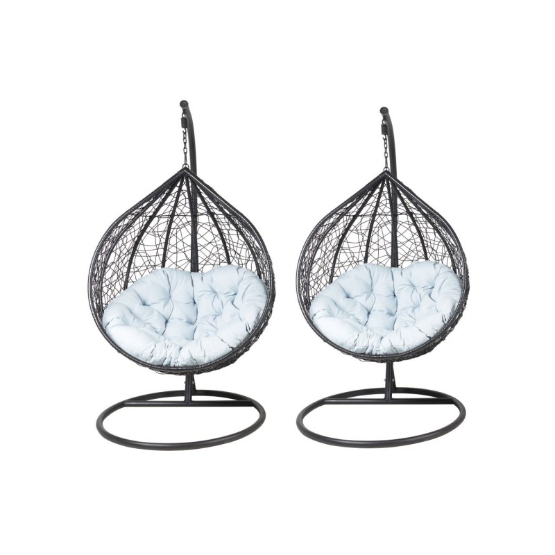 Hanging garden chairs - black (gray seat) - set 1+1