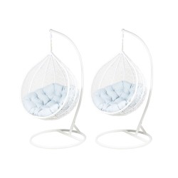 Hängende Gartenstühle - weiß (grauer Sitz) - Set 1+1