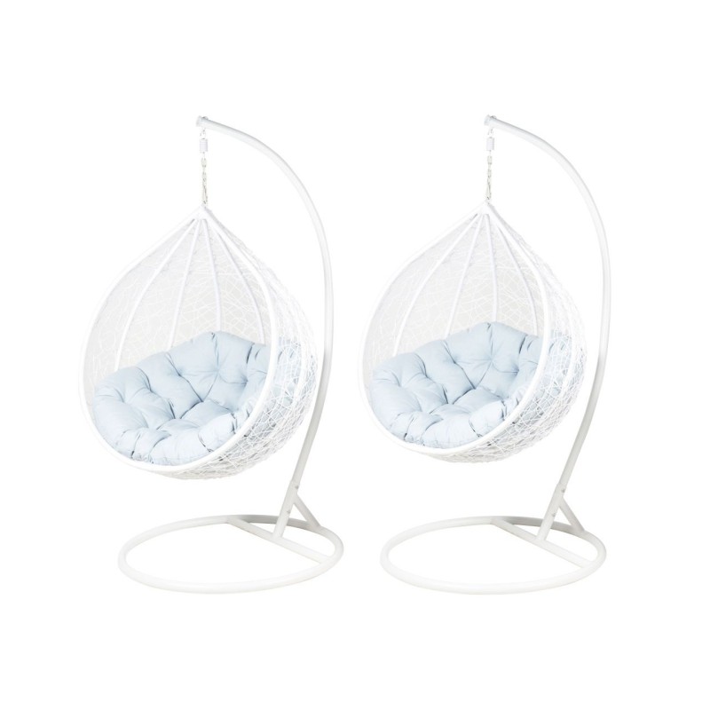 Sillas colgantes de jardín - blanco (asiento gris) - conjunto 1+1