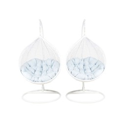 Sillas colgantes de jardín - blanco (asiento gris) - conjunto 1+1