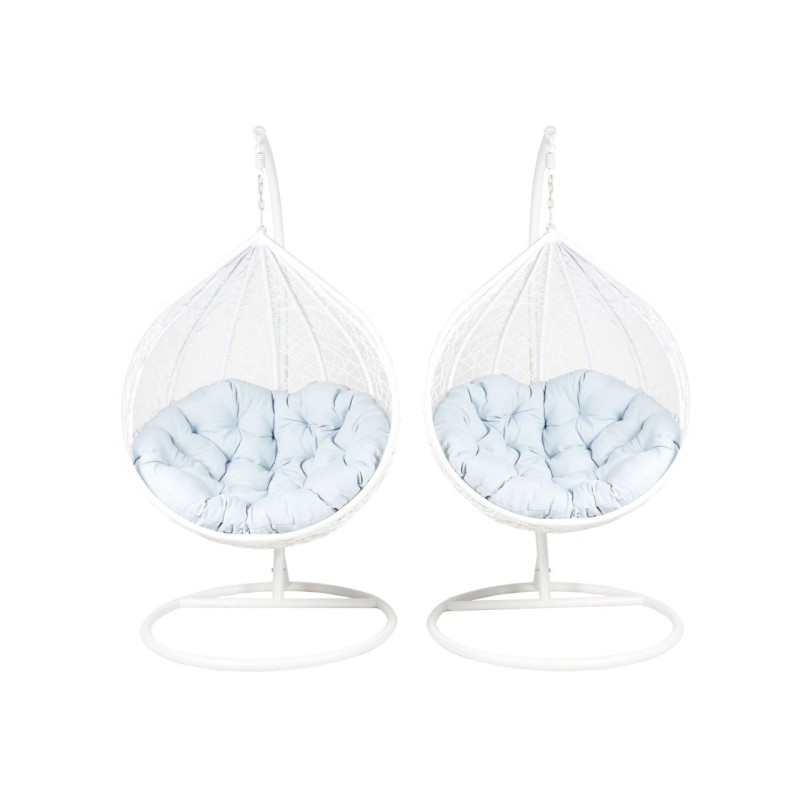 Sillas colgantes de jardín - blanco (asiento gris) - conjunto 1+1
