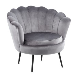 Velvet armchair (gray) /black legs/