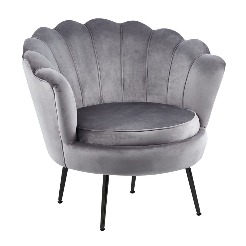 Velvet armchair (gray) /black legs/