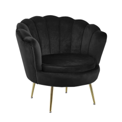 Velvet armchair (black) /golden legs/