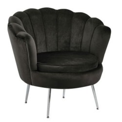 Velvet armchair (black) /silver legs/