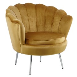 Velvet armchair (curry) /silver legs/