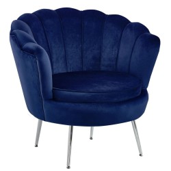 Velvet armchair (blue) /silver legs/