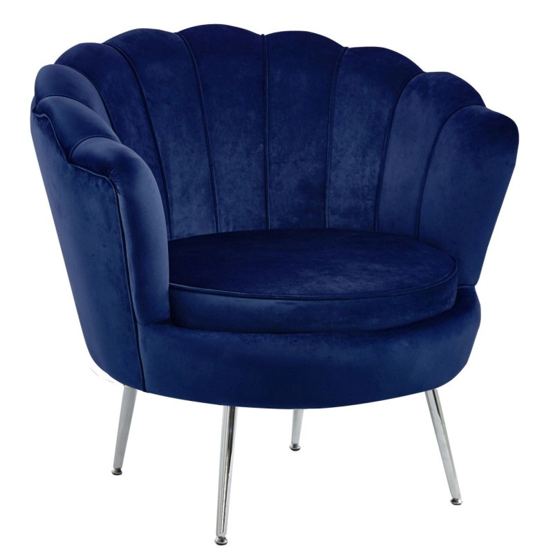 Velvet armchair (blue) /silver legs/