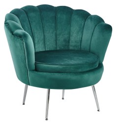 Velvet armchair (green) /silver legs/