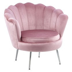 Velvet armchair (pink) /silver legs/