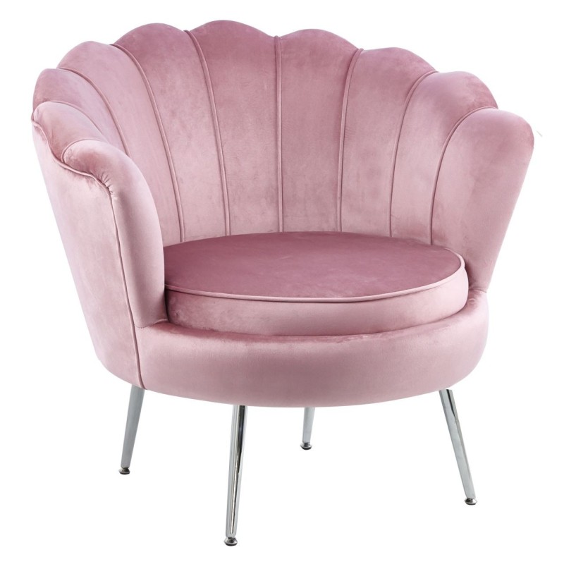 Velvet armchair (pink) /silver legs/