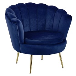 Velvet armchair (blue) /golden legs/
