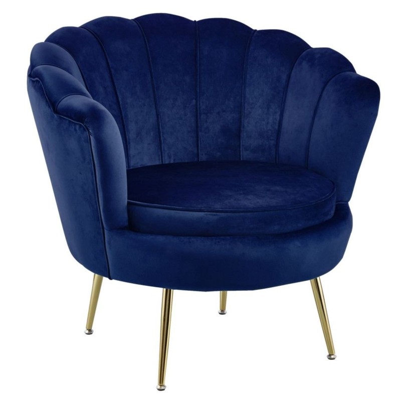 Velvet armchair (blue) /golden legs/