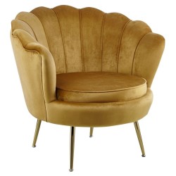 Velvet armchair (curry) /golden legs/