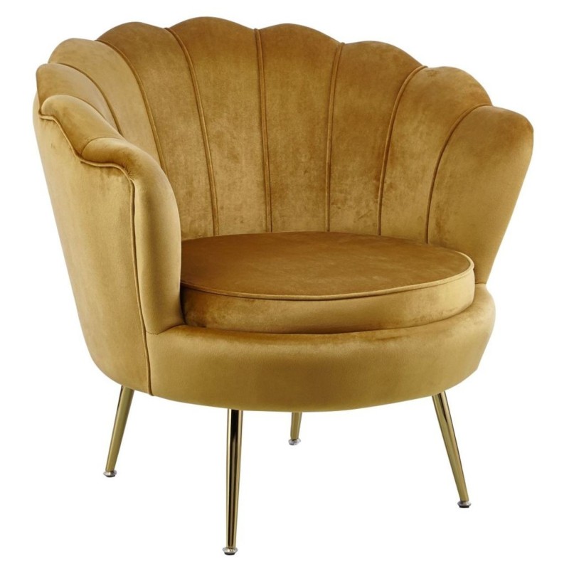 Velvet armchair (curry) /golden legs/
