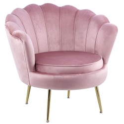 Velvet armchair (pink) /golden legs/