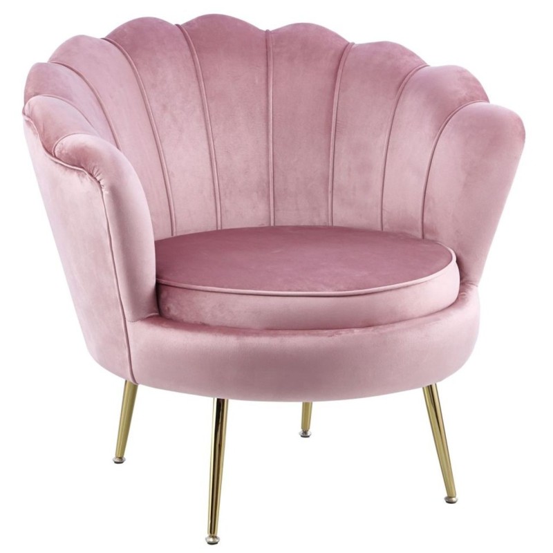 Velvet armchair (pink) /golden legs/