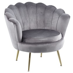 Velvet armchair (gray) /golden legs/