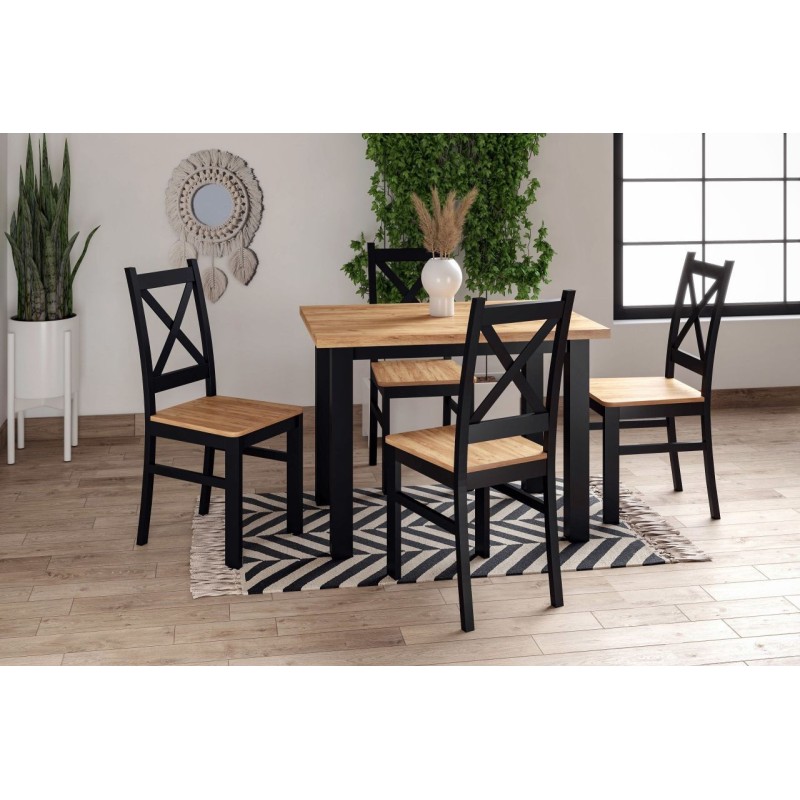 Silla negra (asiento roble dorado craft)