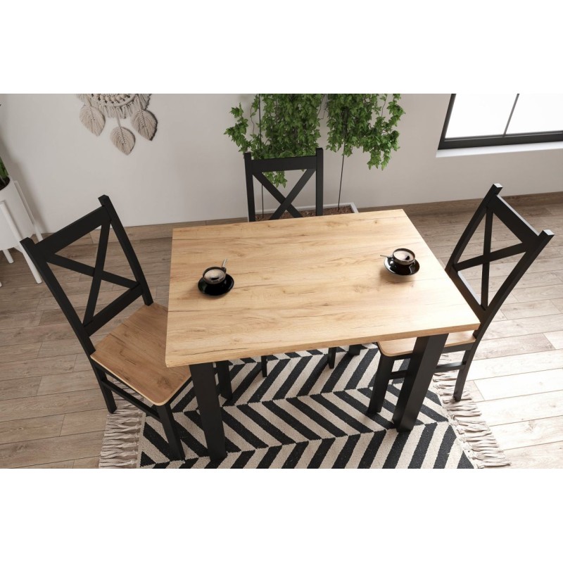 Table (golden oak craft/black) 70x100
