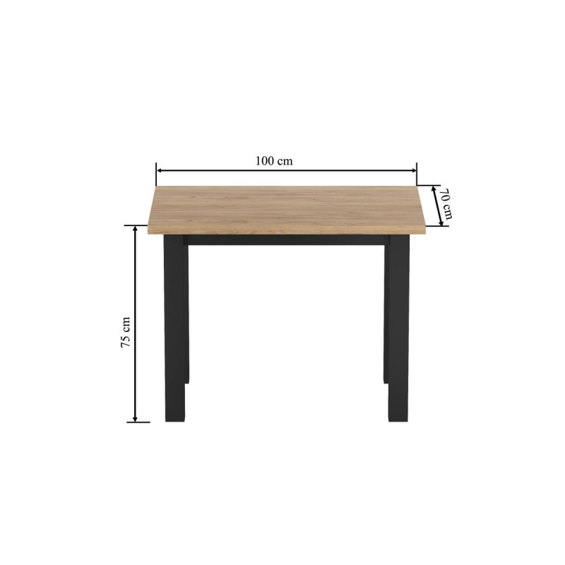 Mesa (roble dorado craft/negro) 70x100
