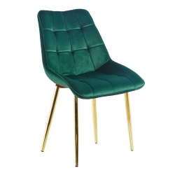 Silla de terciopelo (verde) / patas doradas