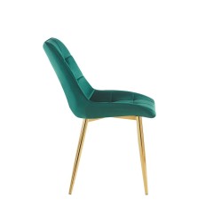 Velvet chair (green) / gold legs