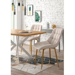 Velvet chair (beige) / gold legs