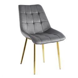 Velvet chair (gray) / gold legs