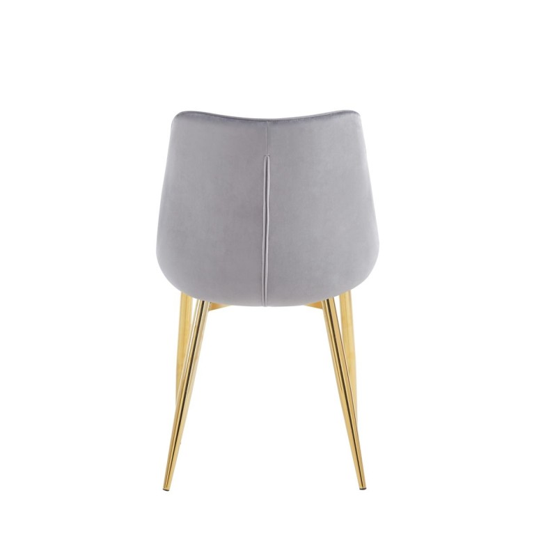 Silla de terciopelo (gris) / patas doradas