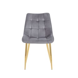 Silla de terciopelo (gris) / patas doradas