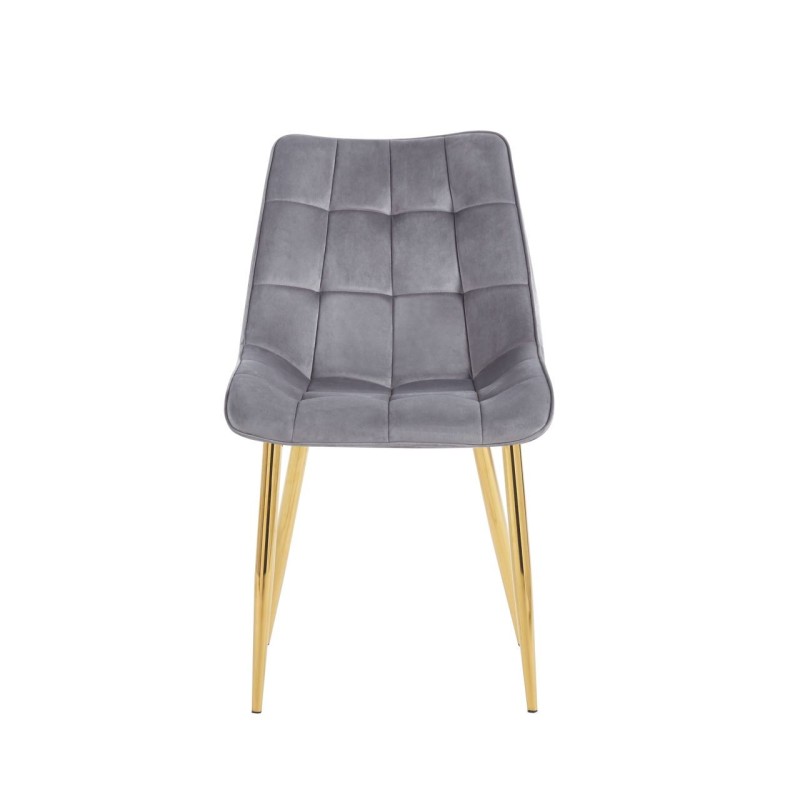 Silla de terciopelo (gris) / patas doradas