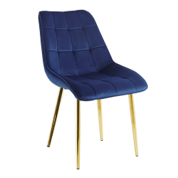 Silla de terciopelo (azul) / patas doradas